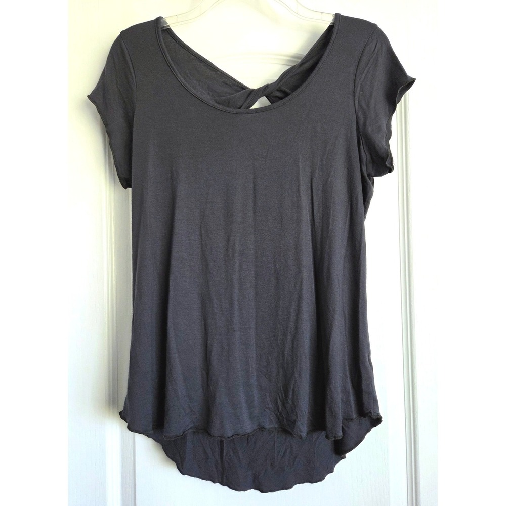 Prana‎ Womens Charcoal Gray Open Back Twist Keyhole Yoga Top Size Medium
